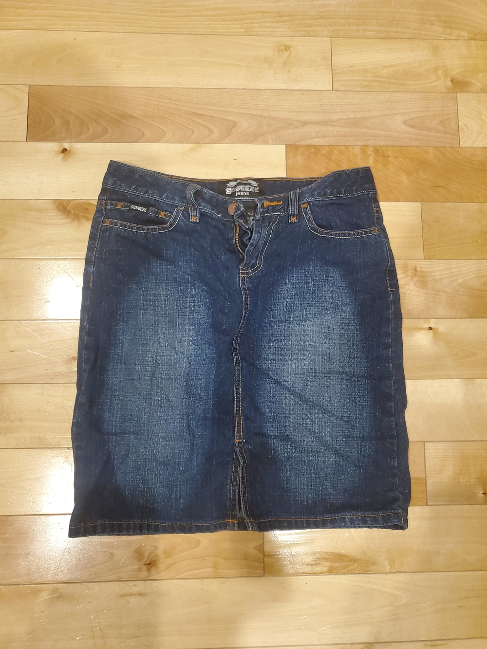Squeeze Dark Blue Denim Pencil Skirt